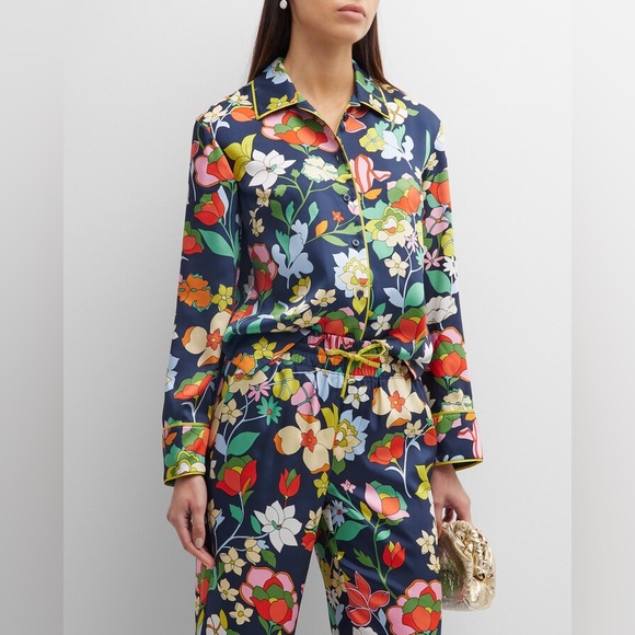 Kate Spade Flower Bed Twill Shirt in Blazer Blue (S) - Picture 1 of 13